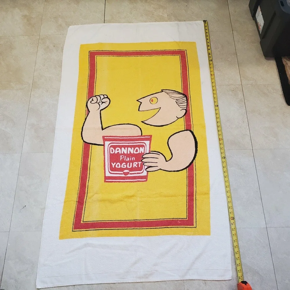 Vintage Dannon Yogurt Advertisement Bath Beach Pool Towel Size 58